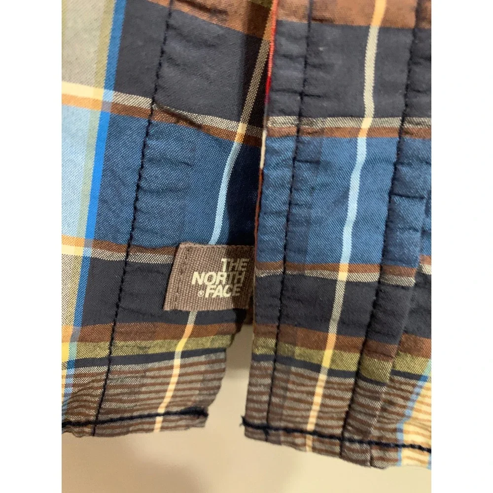 The North Face‎ Mens Plaid Short Sleeve Button Up Shirt Blue Yellow L G